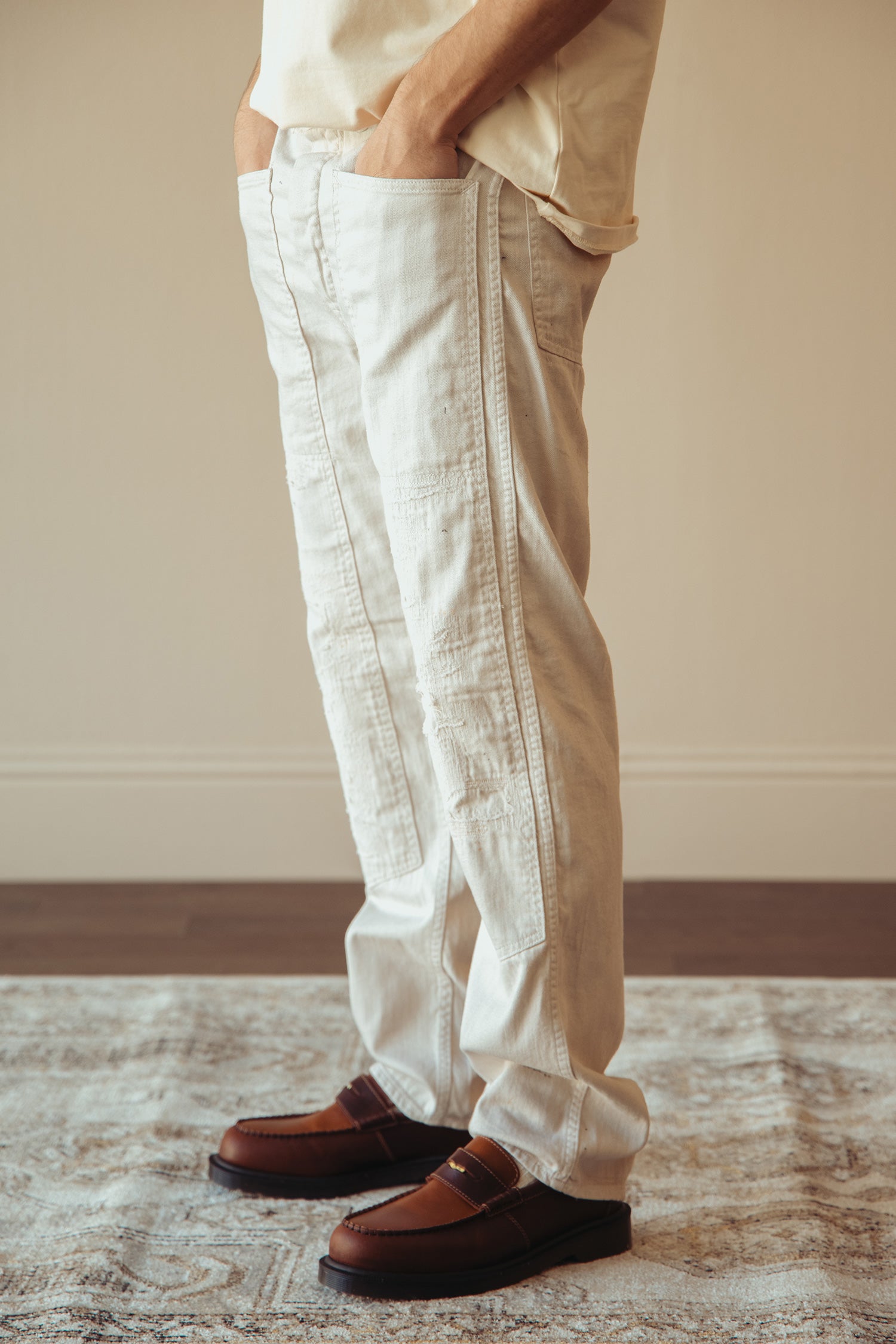 パンツ ENGINEER FIT DISTRESSED CARPENTER PANT RRL Engineer Fit Distressed Carpenter Pant Khaki - MILWORKS