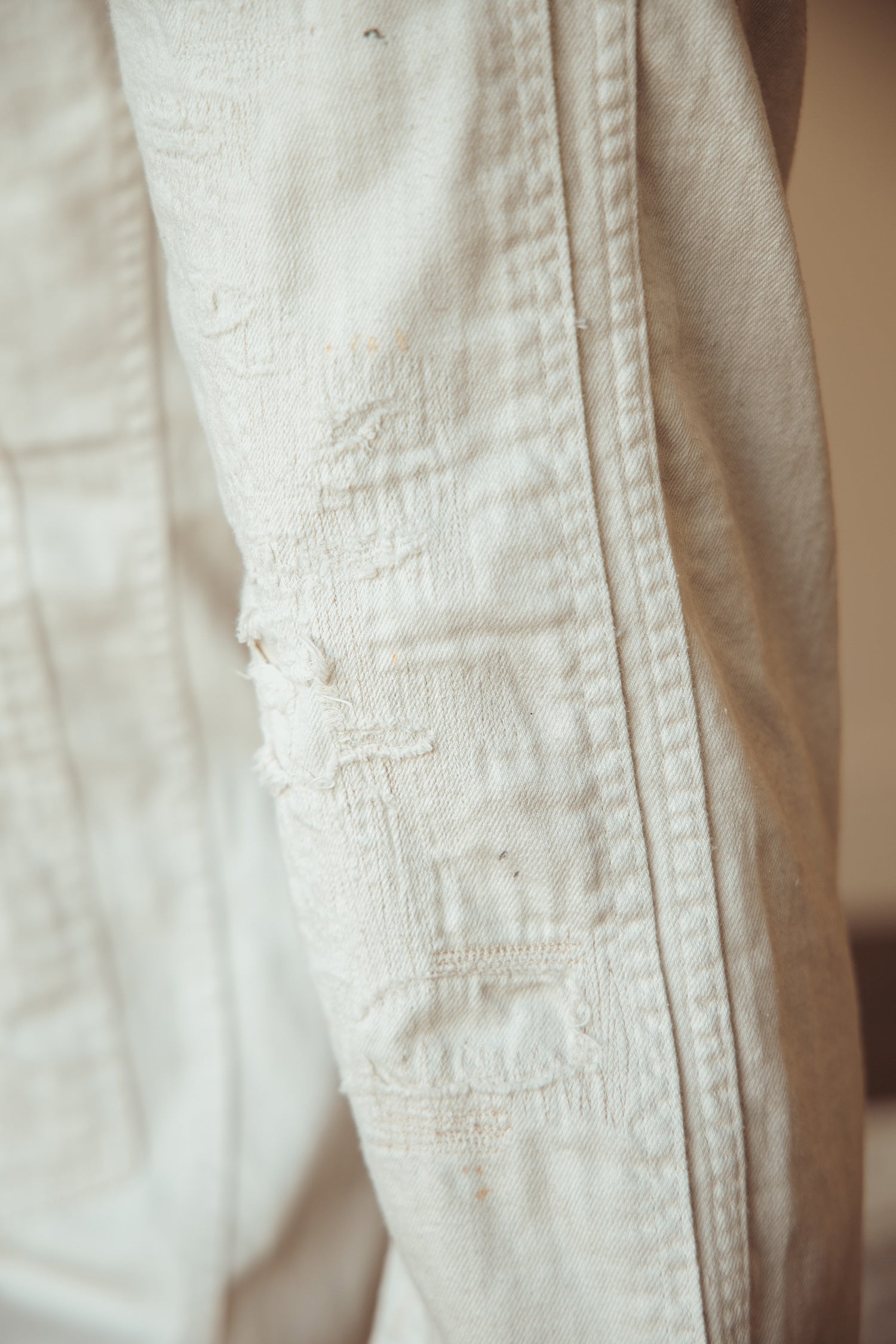 RRL - Engineer Fit Repaired Carpenter Pant - Destroyed & Repaired Cream - Canoe Club