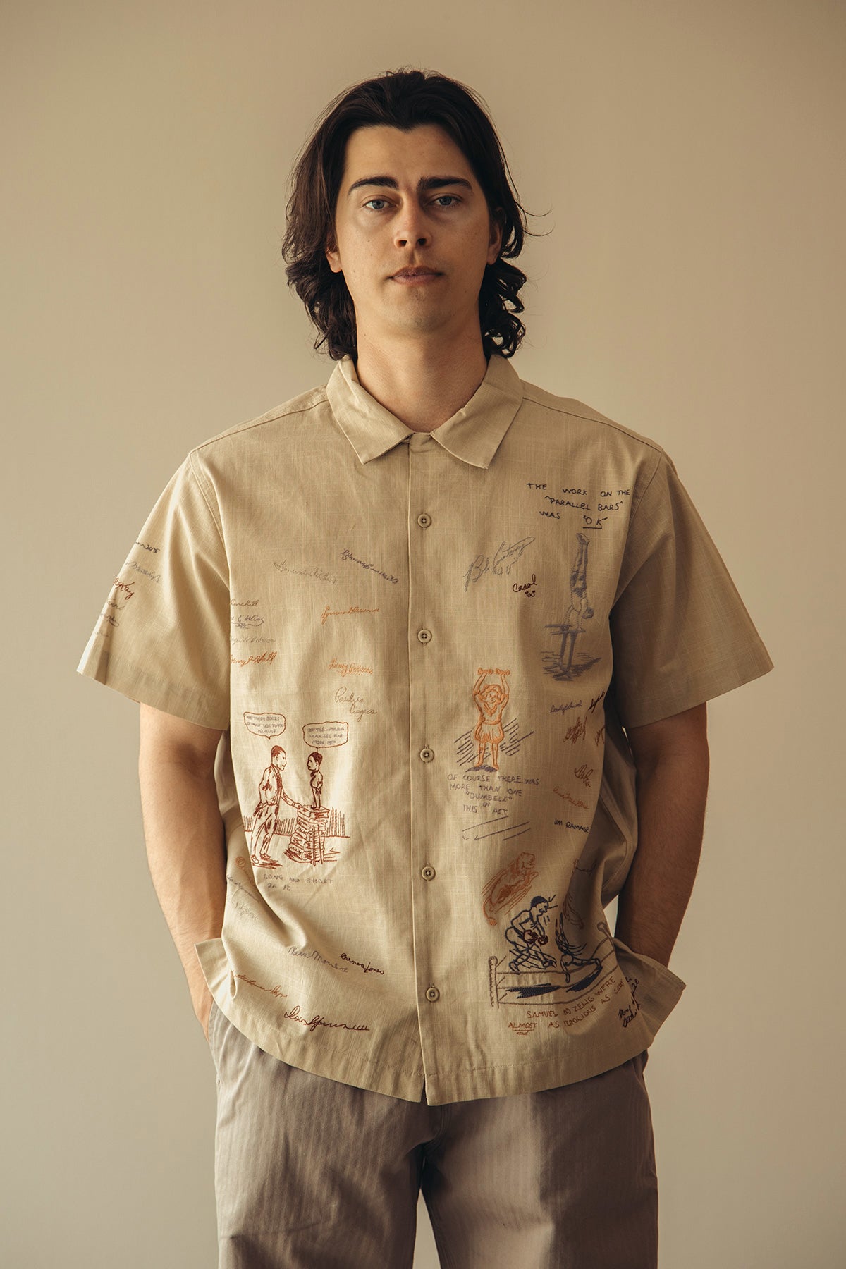 Samuel Zelig - Yearbook Camp Shirt - Khaki/Grey - Canoe Club