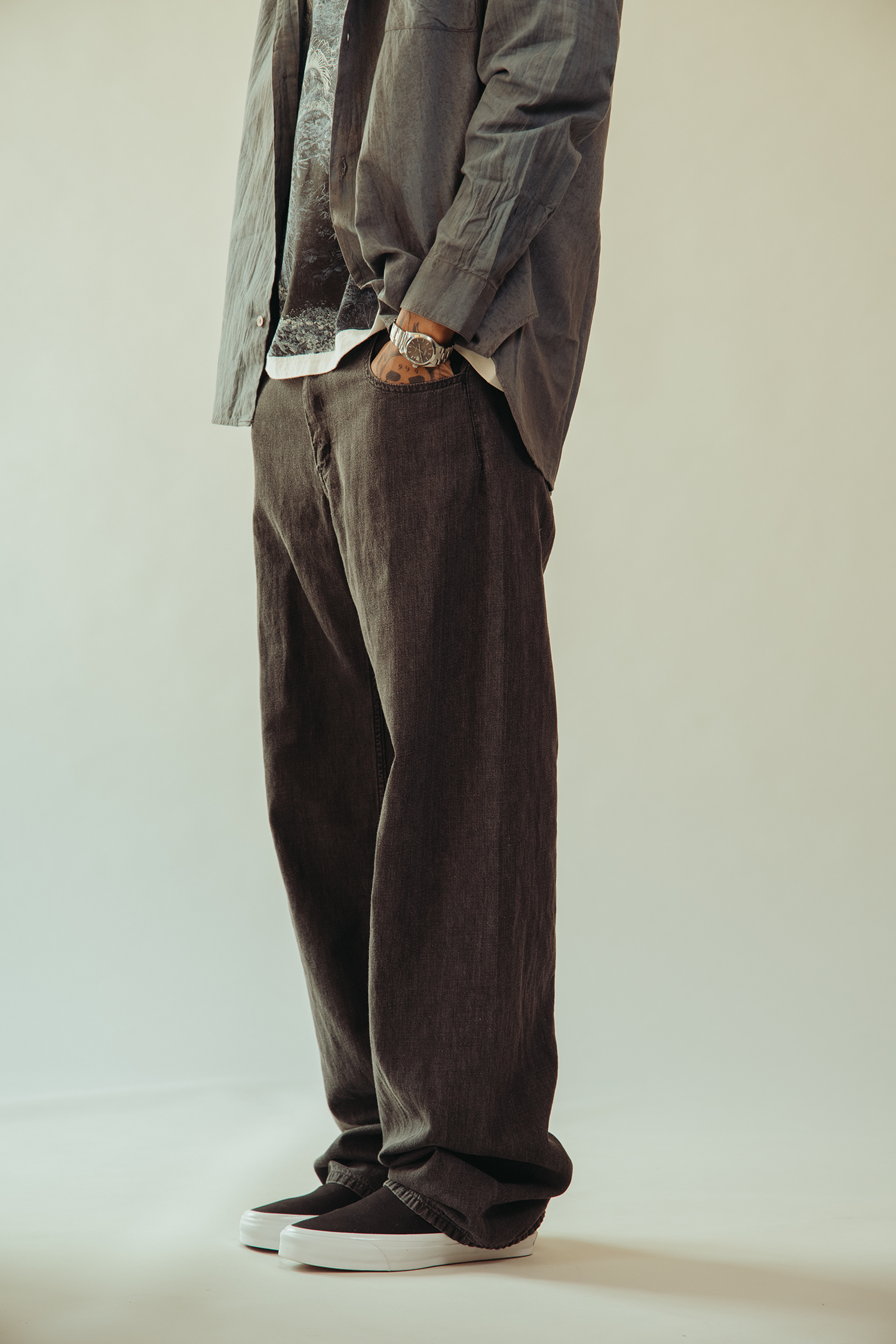 Seya - Linen Tofu Brother Jeans - Stone - Canoe Club