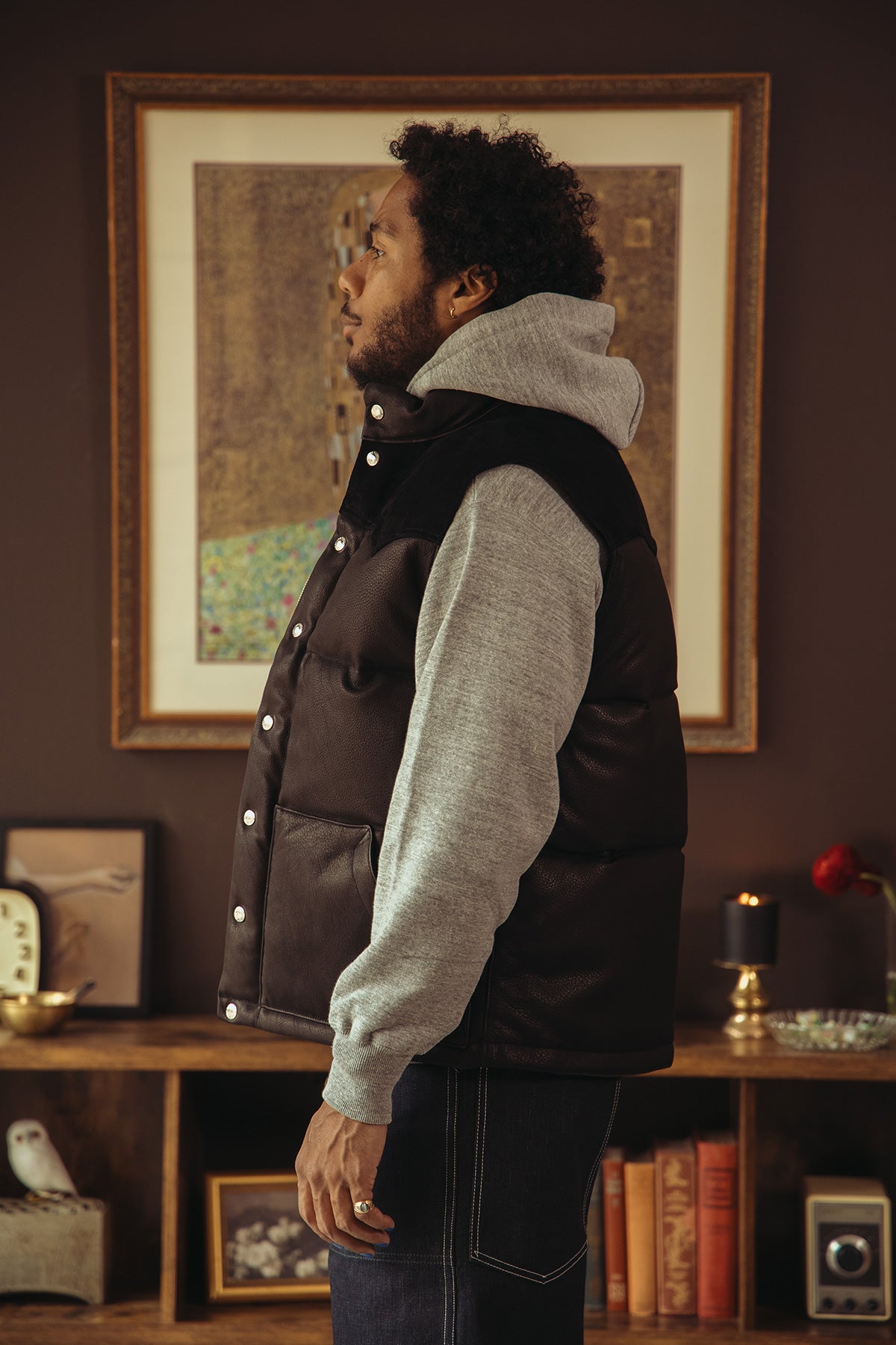 The Real McCoys - Deerskin Down Vest - Black - Canoe Club