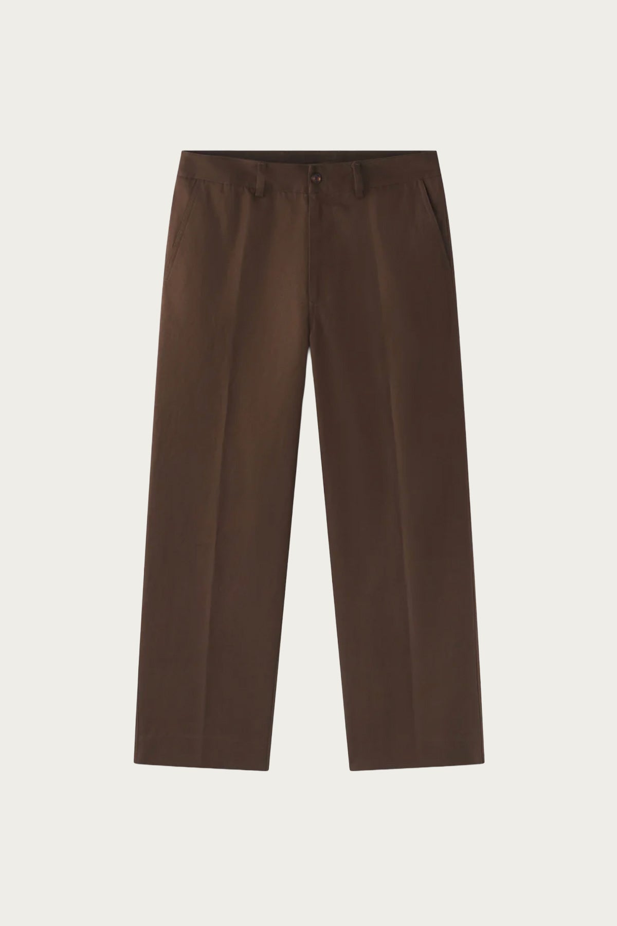 Aaron Levine - Cotton Linen Flat Front Pant - Brown - Canoe Club