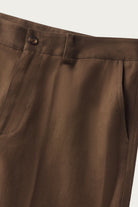 Aaron Levine - Cotton Linen Flat Front Pant - Brown - Canoe Club