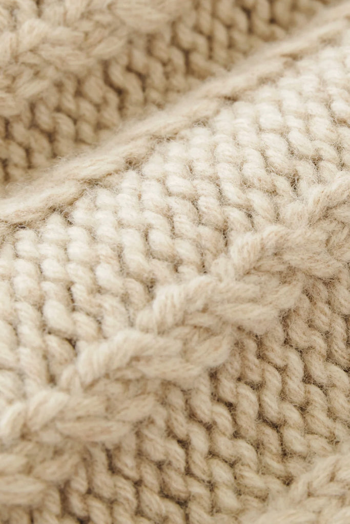 Aaron Levine - Sussex V-Neck Cable Jumper - Oatmeal (AL x SN) - Canoe Club