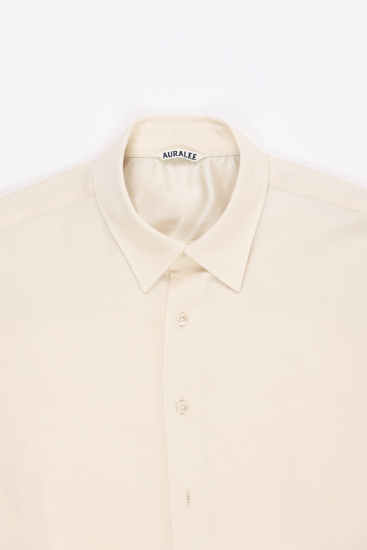 Auralee - Airy Wool Viyella Shirt - Ivory White - Canoe Club