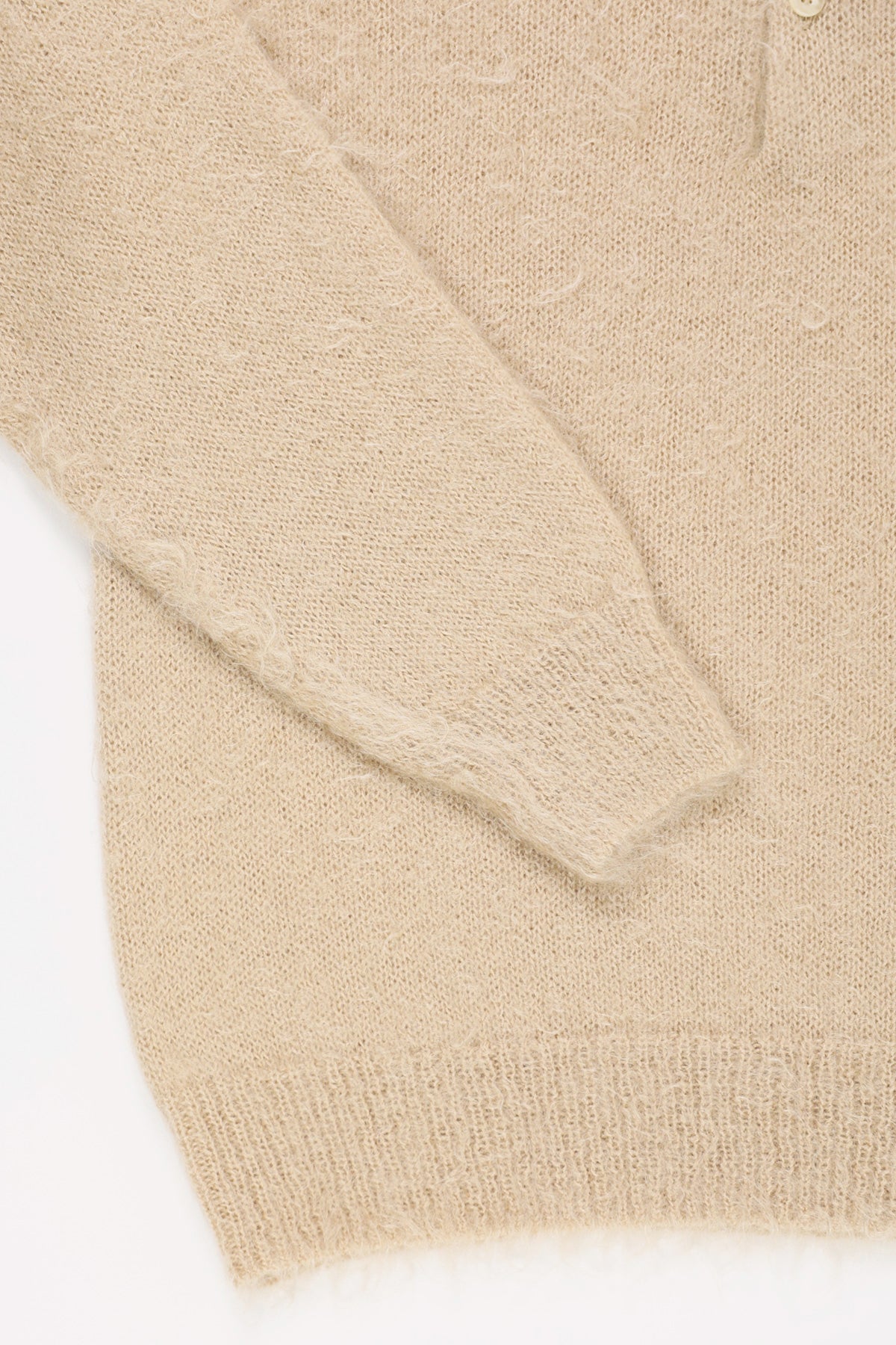 Auralee - Brushed Super Kid Mohair Knit Polo - Beige - Canoe Club