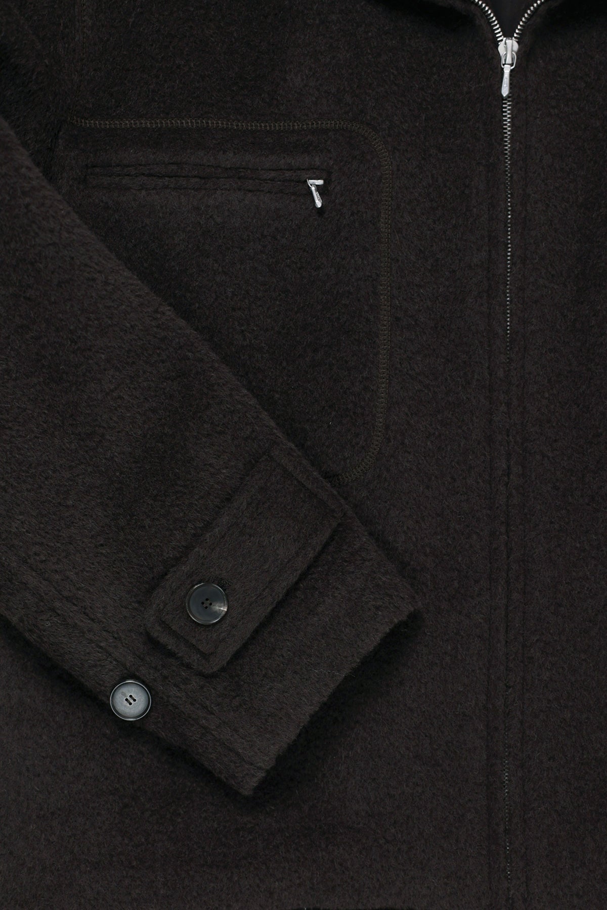 Auralee - Brushed Suri Alpaca Mohair Jacquard Zip Blouson - Dark Brown - Canoe Club