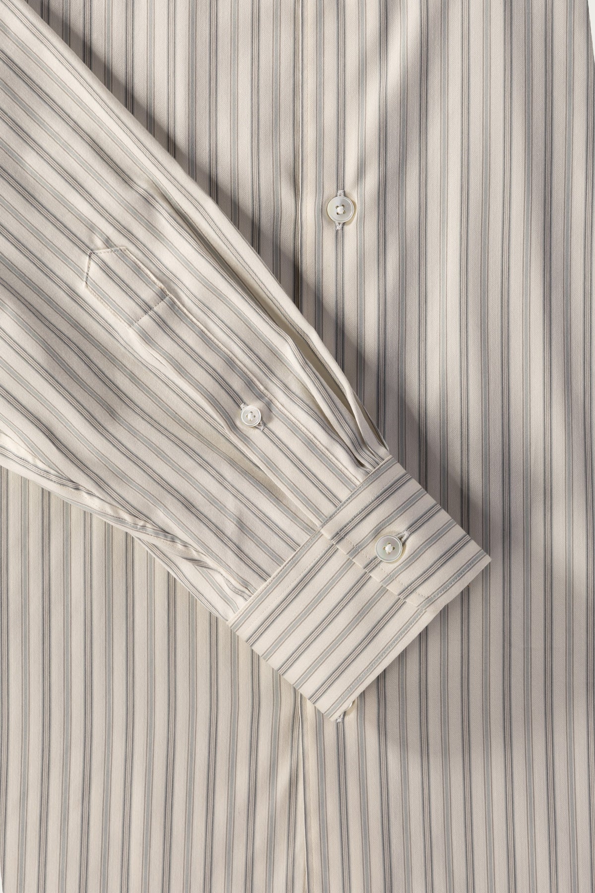 Auralee - Cotton Silk Stripe Shirt - Light Grey Stripe - Canoe Club