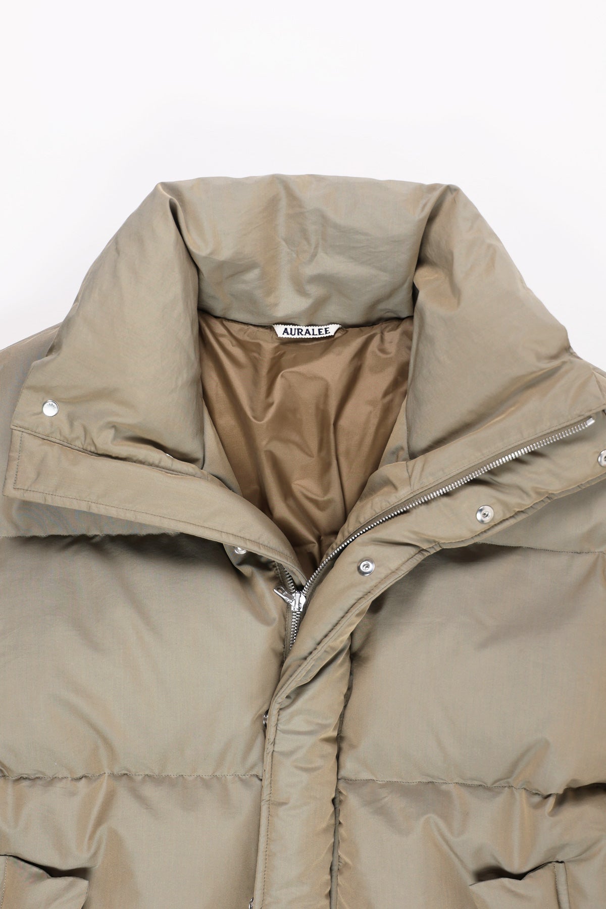 Auralee - Finx Polyester Chambray Down Coat - Olive Khaki Chambray - Canoe Club