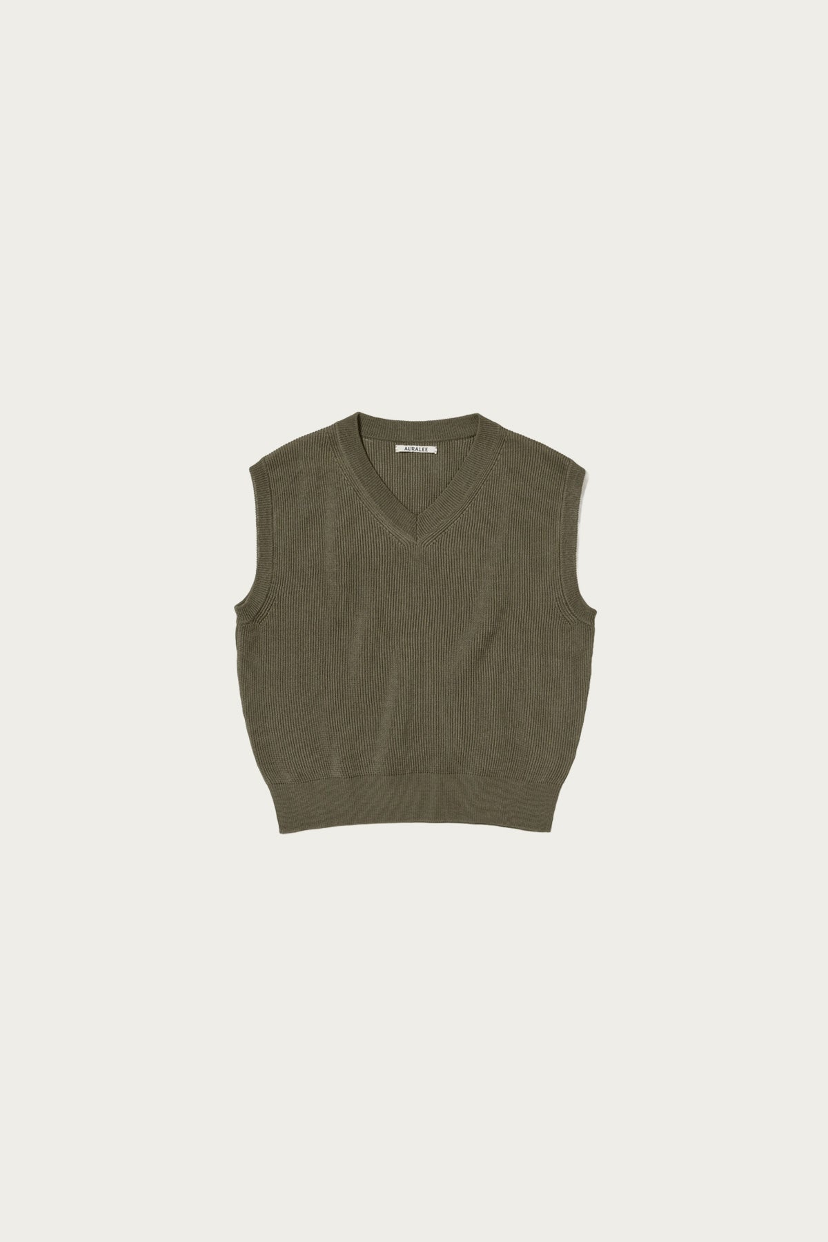 Auralee - Flat Yarn Rib Knit Vest - Khaki - Canoe Club