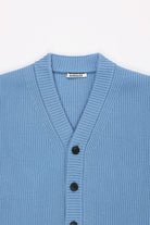 Auralee - French Merino Rib Knit Cardigan - Light Blue - Canoe Club