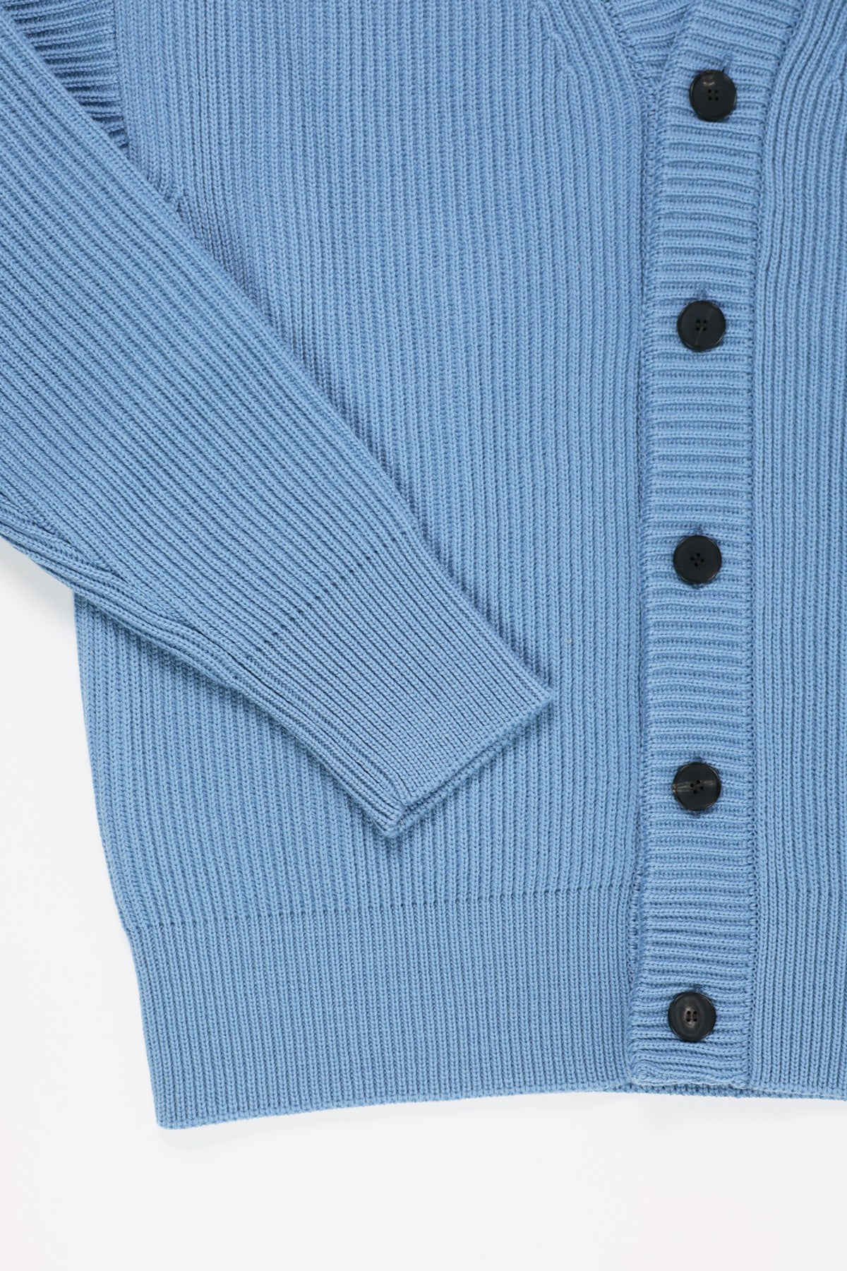 Auralee - French Merino Rib Knit Cardigan - Light Blue - Canoe Club