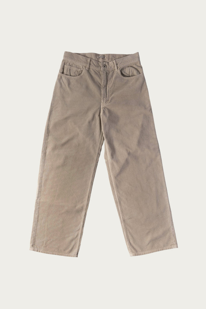 Auralee Garment-Dyed Finx Corduroy 5P Wide Pants | White Khaki Auralee Garment-Dyed Finx Corduroy 5P Wide Pants | White Khaki