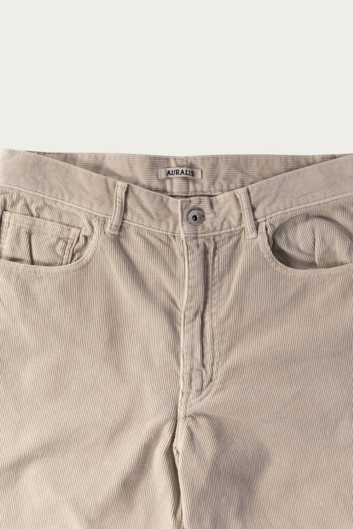 Auralee - Garment-Dyed Finx Corduroy 5P Wide Pants - White Khaki - Canoe Club