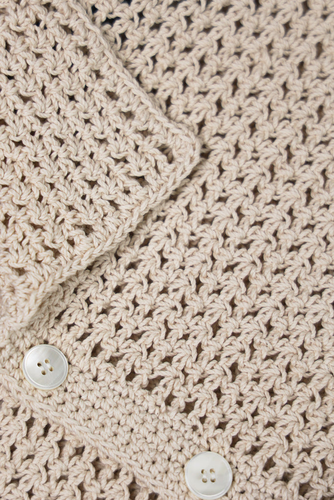 Auralee - Hand Crochet Knit Half Sleeved Shirt - Ivory - Canoe Club