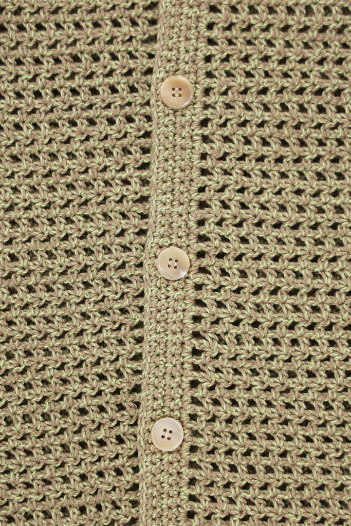 Auralee - Hand Crochet Knit Half Sleeved Shirt - Khaki Beige - Canoe Club