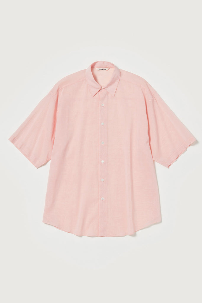 Auralee - Hard Twist Finx Organdy Half Sleeved Shirt - Light Pink Chambray - Canoe Club