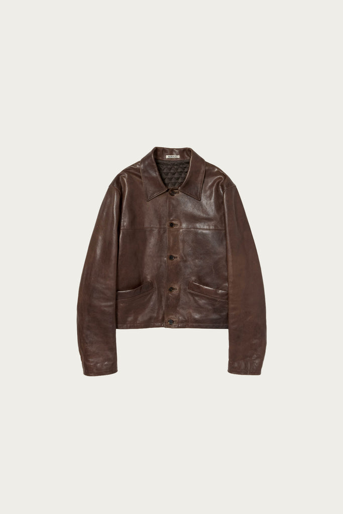 Auralee - Heavy Lamb Leather Blouson - Dark Brown - Canoe Club