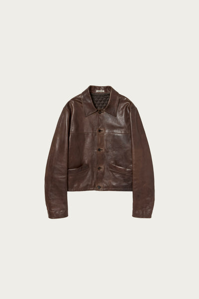 ジャケット・アウター AURALEE HEAVY LAMB LEATHER BLOUSON Auralee Heavy Lamb Leather Blouson | Dark Brown | Canoe Club