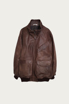 Auralee - Heavy Lamb Leather Zip Blouson - Dark Brown - Canoe Club