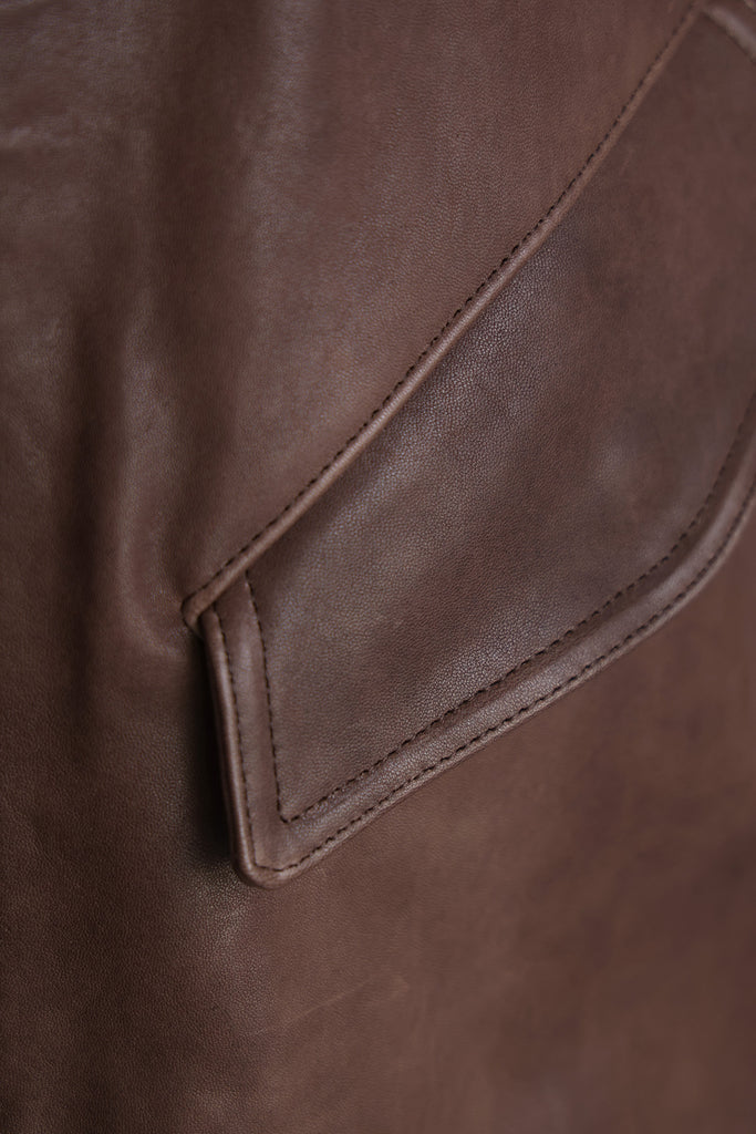 Auralee - Heavy Lamb Leather Zip Blouson - Dark Brown - Canoe Club