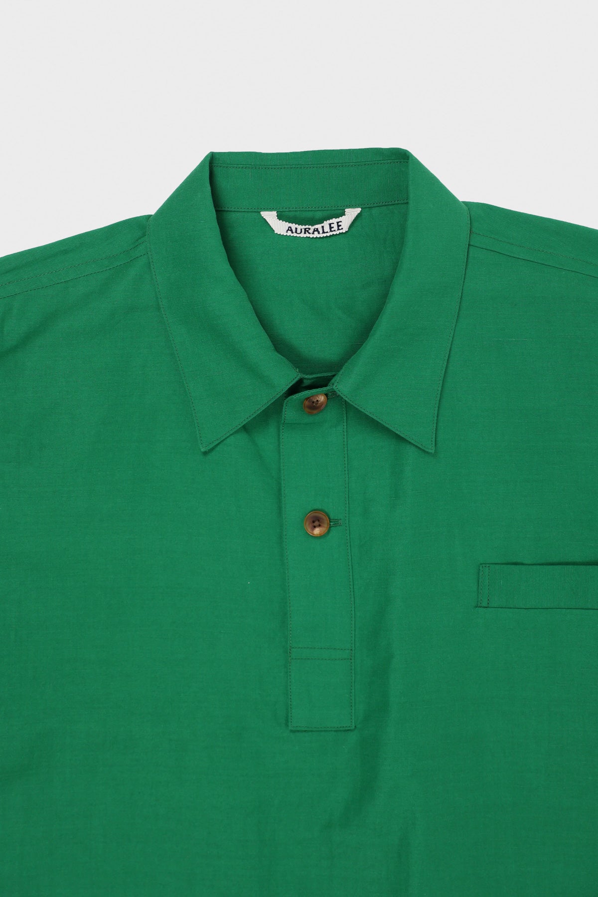Auralee - High Density Finx Linen Weather Half Sleeve Shirt - Green - Canoe Club