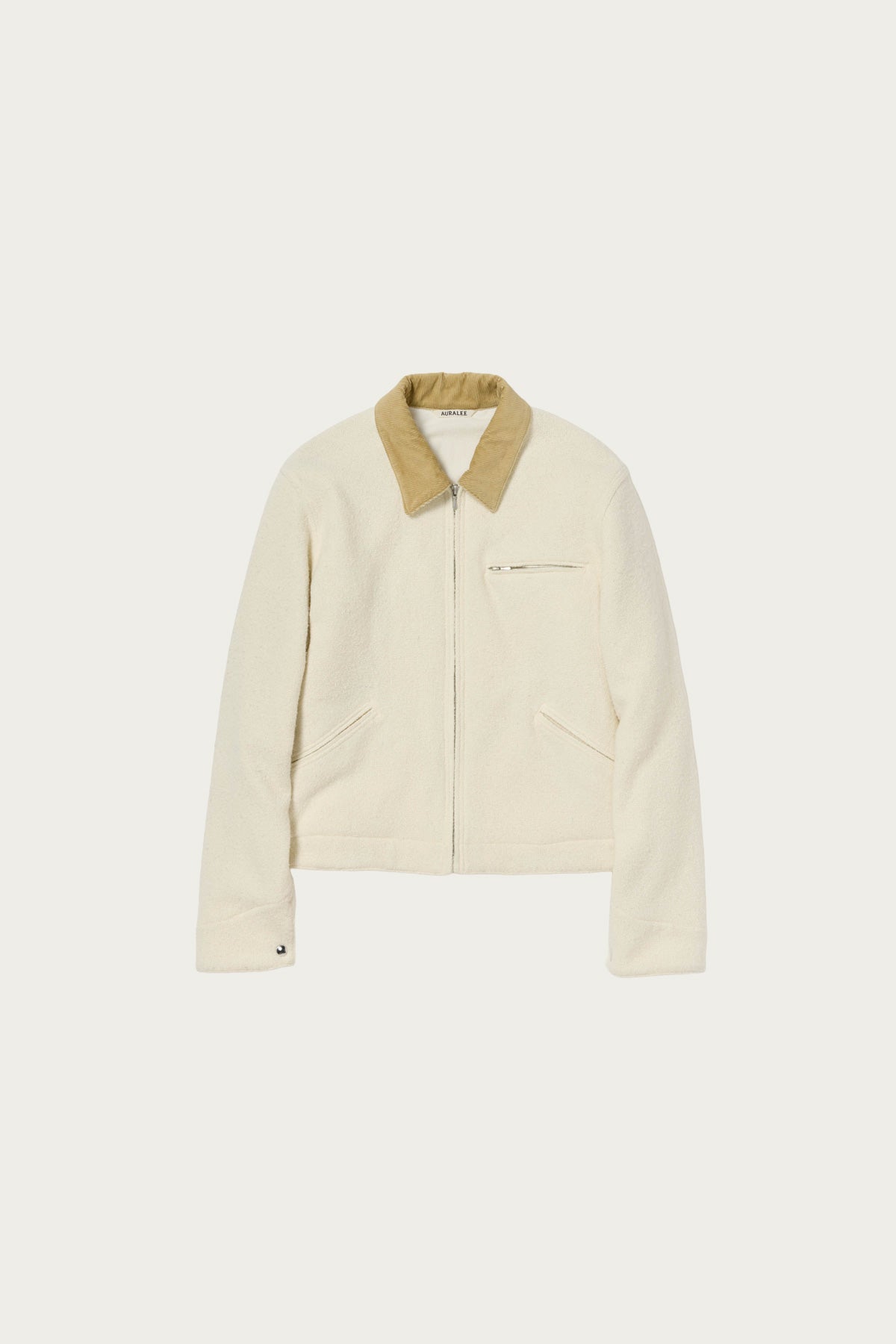 Auralee Homespun Tweed Zip Blouson | Ivory White | Canoe Club