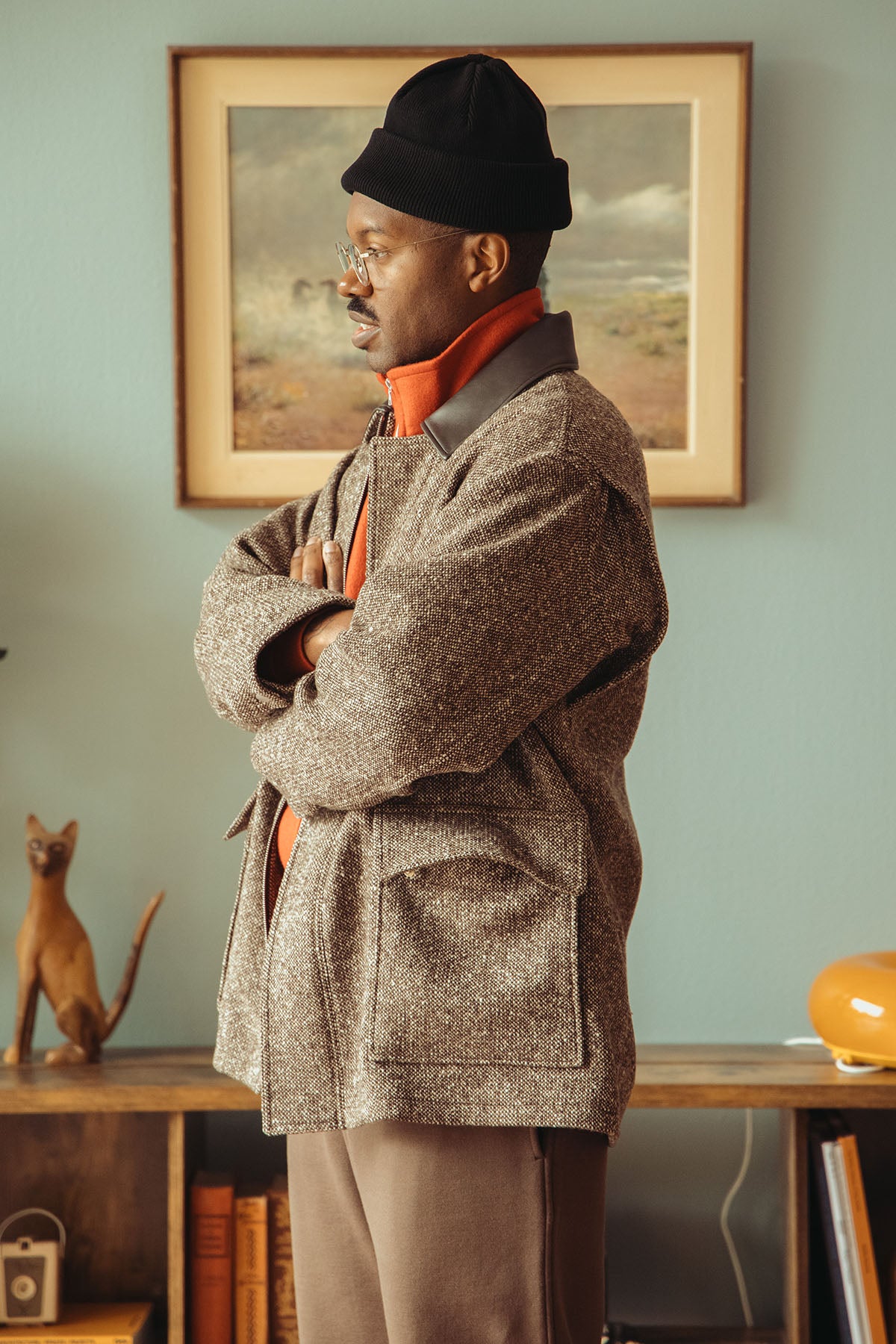 Auralee Homespun Tweed Zip Blouson | Mix Brown | Canoe Club