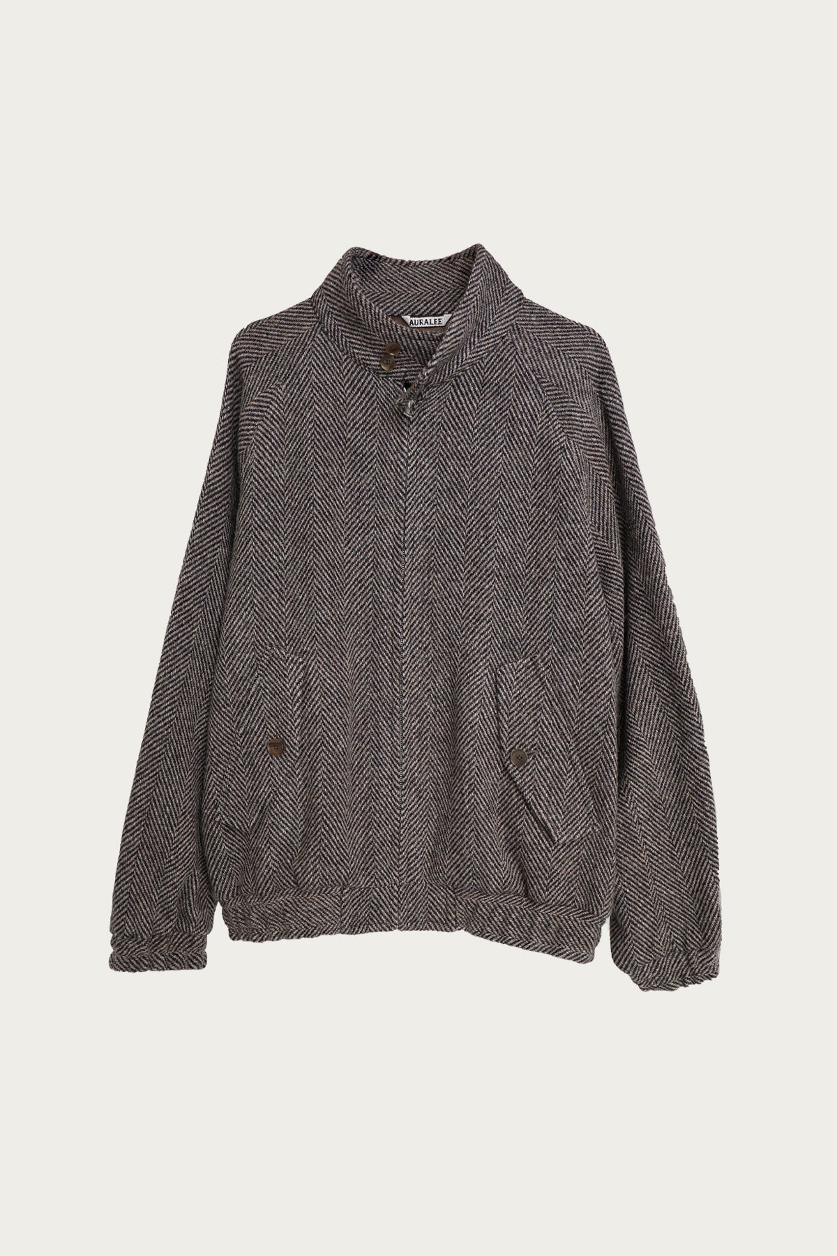 Auralee - Lama Shetland Wool Tweed Zip Blouson - Khaki Tweed - Canoe Club