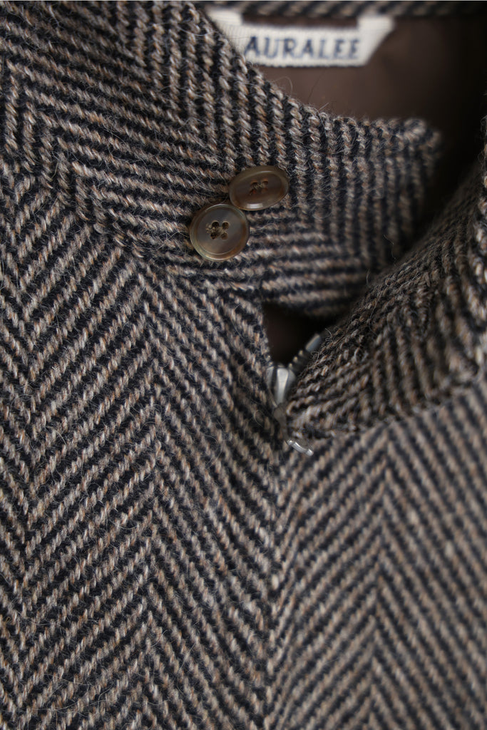 Auralee - Lama Shetland Wool Tweed Zip Blouson - Khaki Tweed - Canoe Club