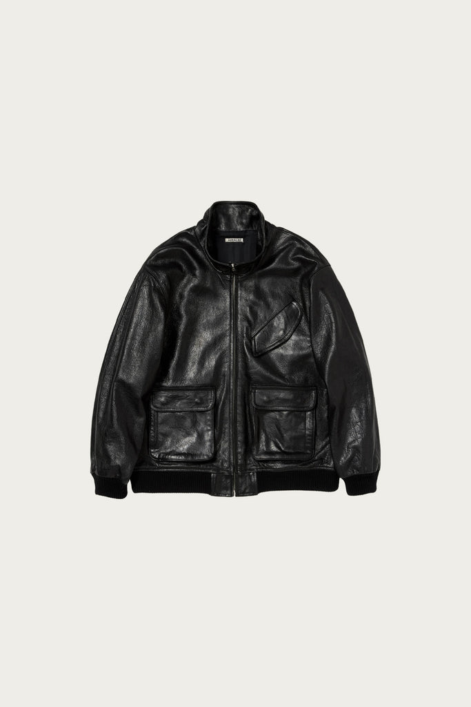 Auralee - Lamb Leather Zip Blouson - Black - Canoe Club