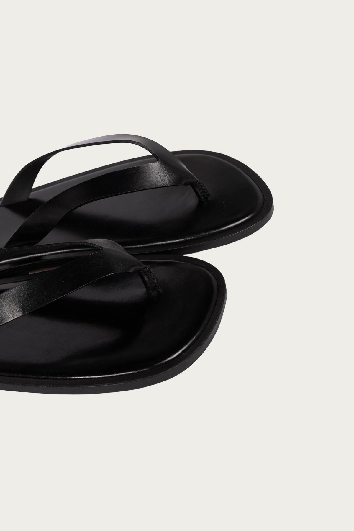 Auralee - Leather Tong Sandals - Black - Canoe Club