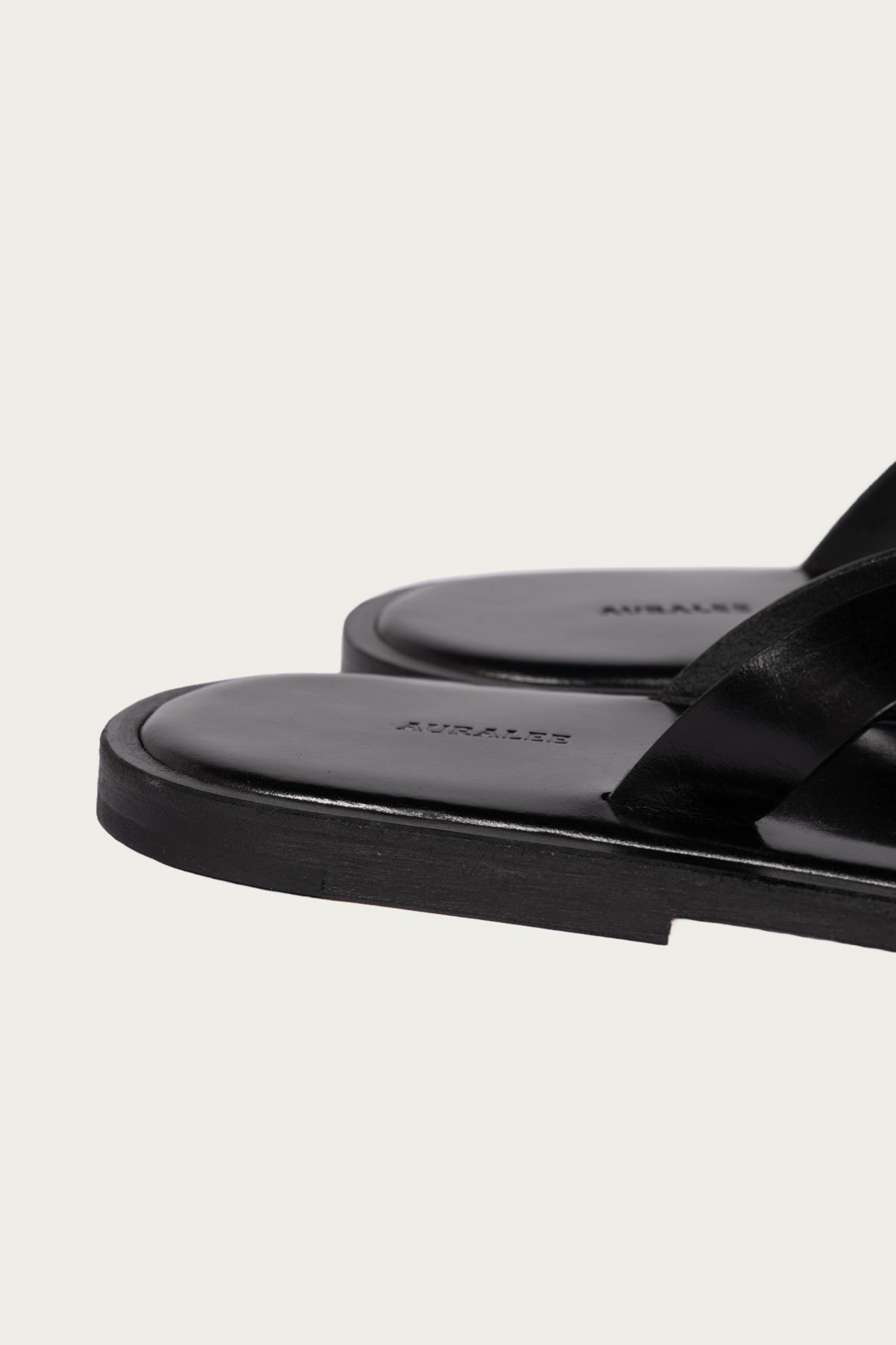 Auralee - Leather Tong Sandals - Black - Canoe Club