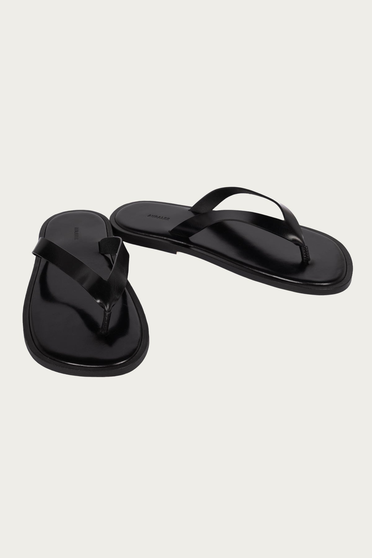 Auralee - Leather Tong Sandals - Black - Canoe Club