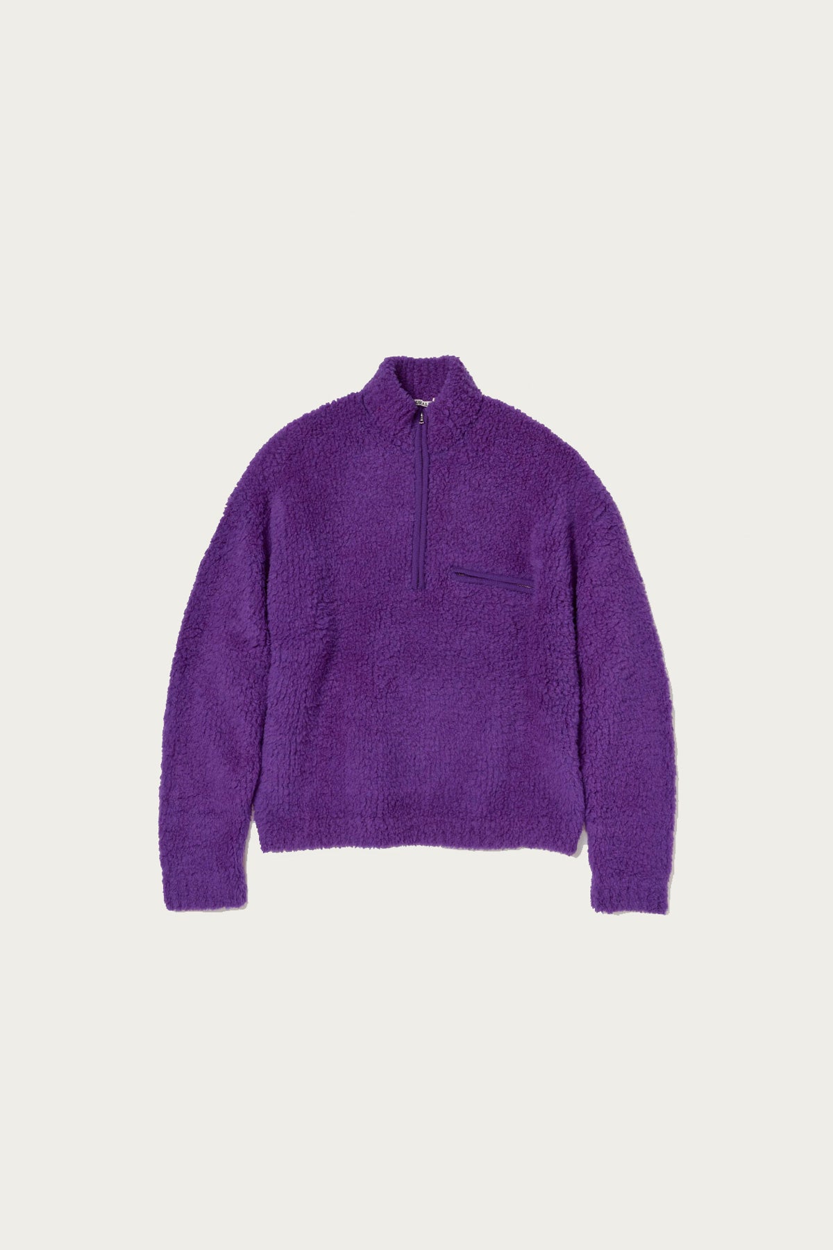 Auralee - Merino Wool Boa Knit Half Zip P/O - Purple - Canoe Club