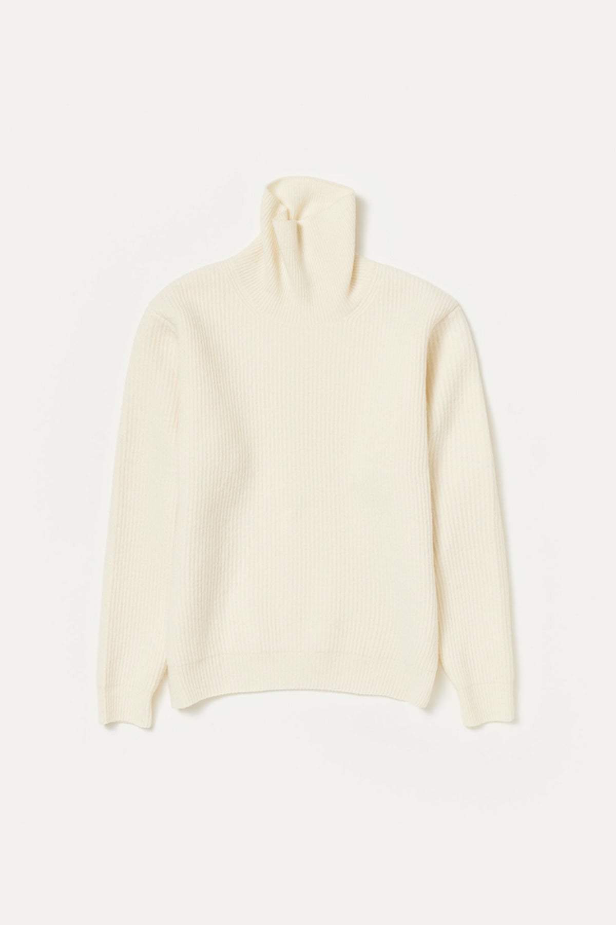 Auralee - Milled French Merino Rib Knit Turtle - Ivory White - Canoe Club