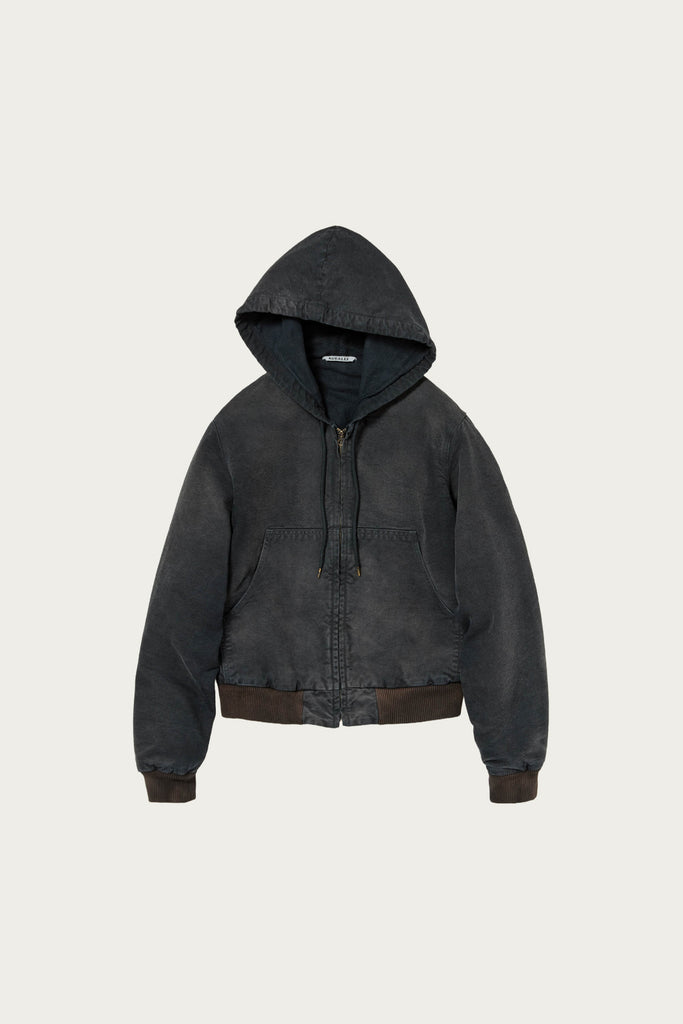 Auralee - Product Dyed Organic Cotton Duck Short Zip Parka - Faded Black - Canoe Club