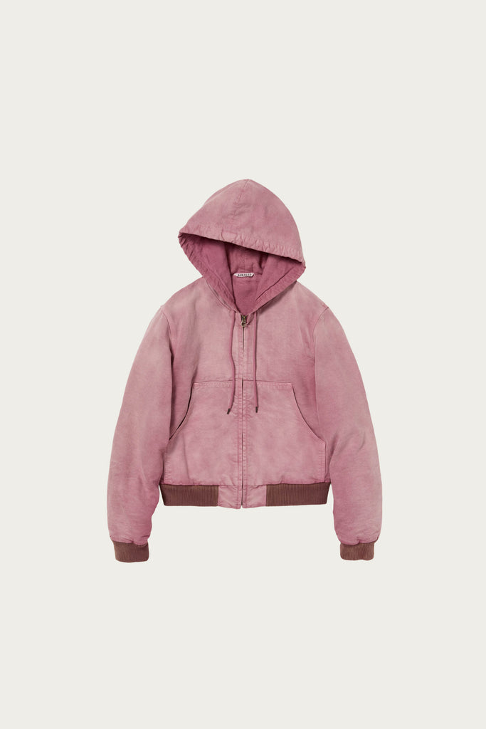 Auralee - Product Dyed Organic Cotton Duck Short Zip Parka - Faded Burgundy - Canoe Club