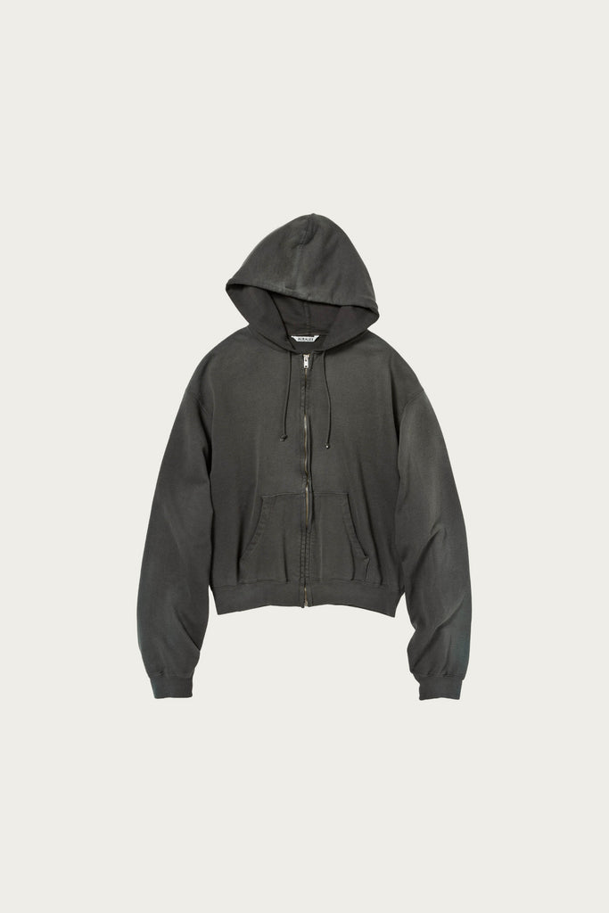 Auralee - Product Dyed Pima Light Sweat Zip Parka - Ink Black - Canoe Club
