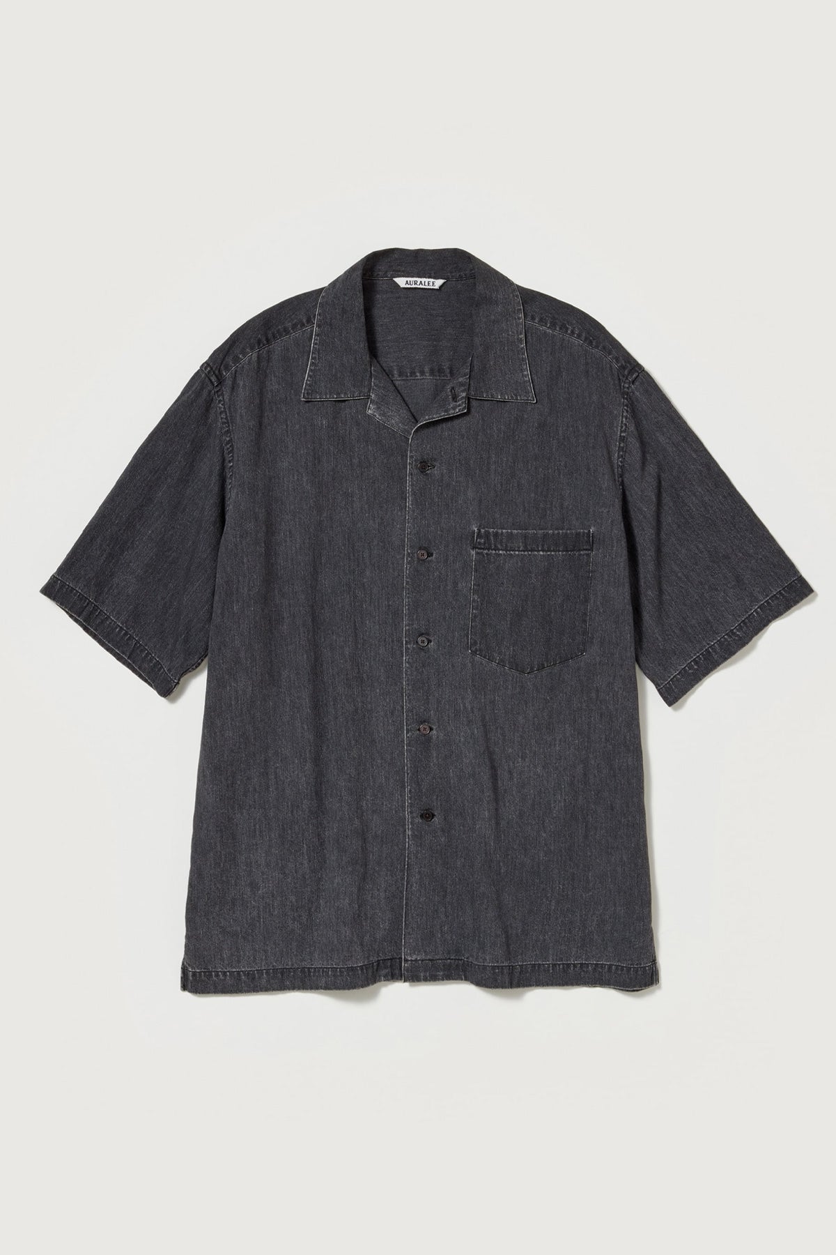 Auralee - Selvedge Super Light Denim Half Sleeved Shirt - Washed Black - Canoe Club