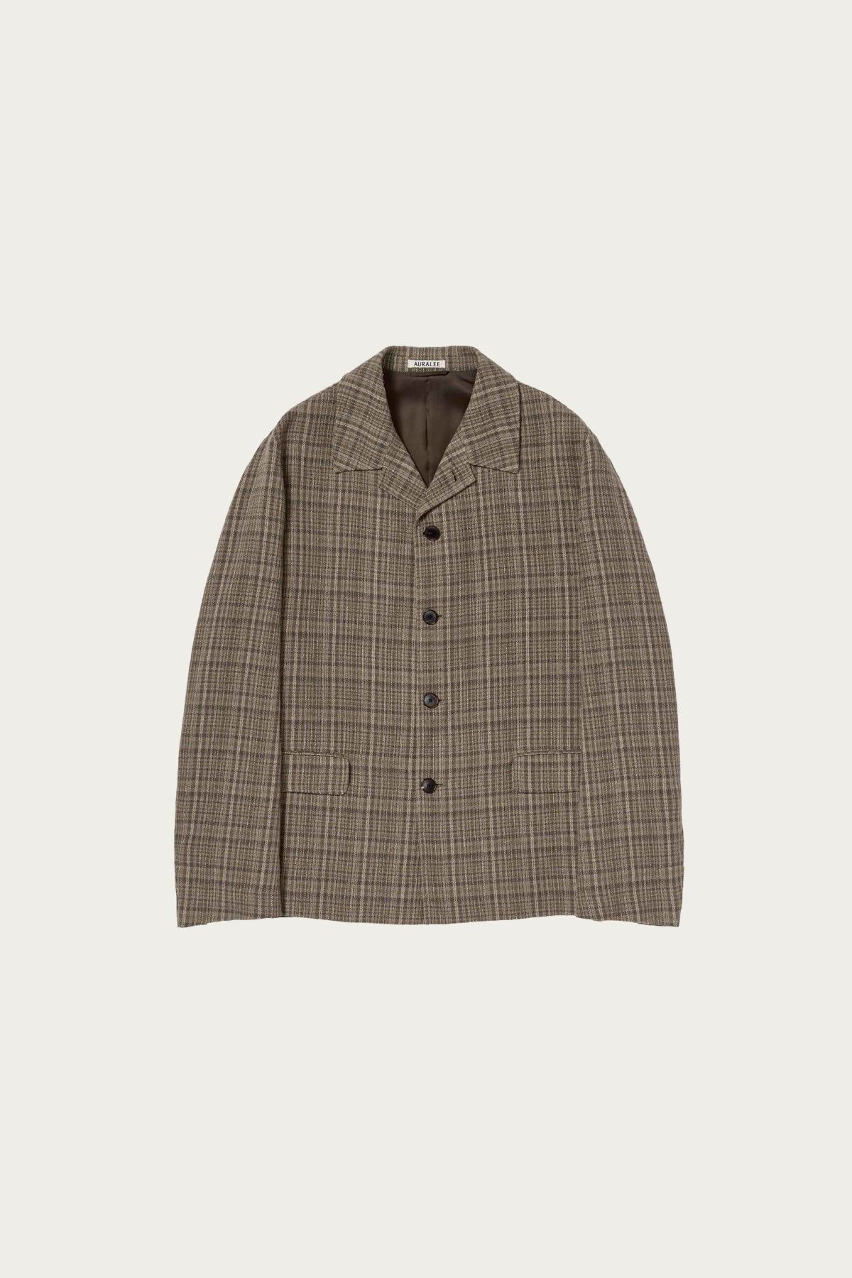 Auralee - Silk Linen Nep Check Jacket - Dark Brown Check - Canoe Club