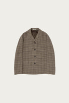 Auralee - Silk Linen Nep Check Jacket - Dark Brown Check - Canoe Club