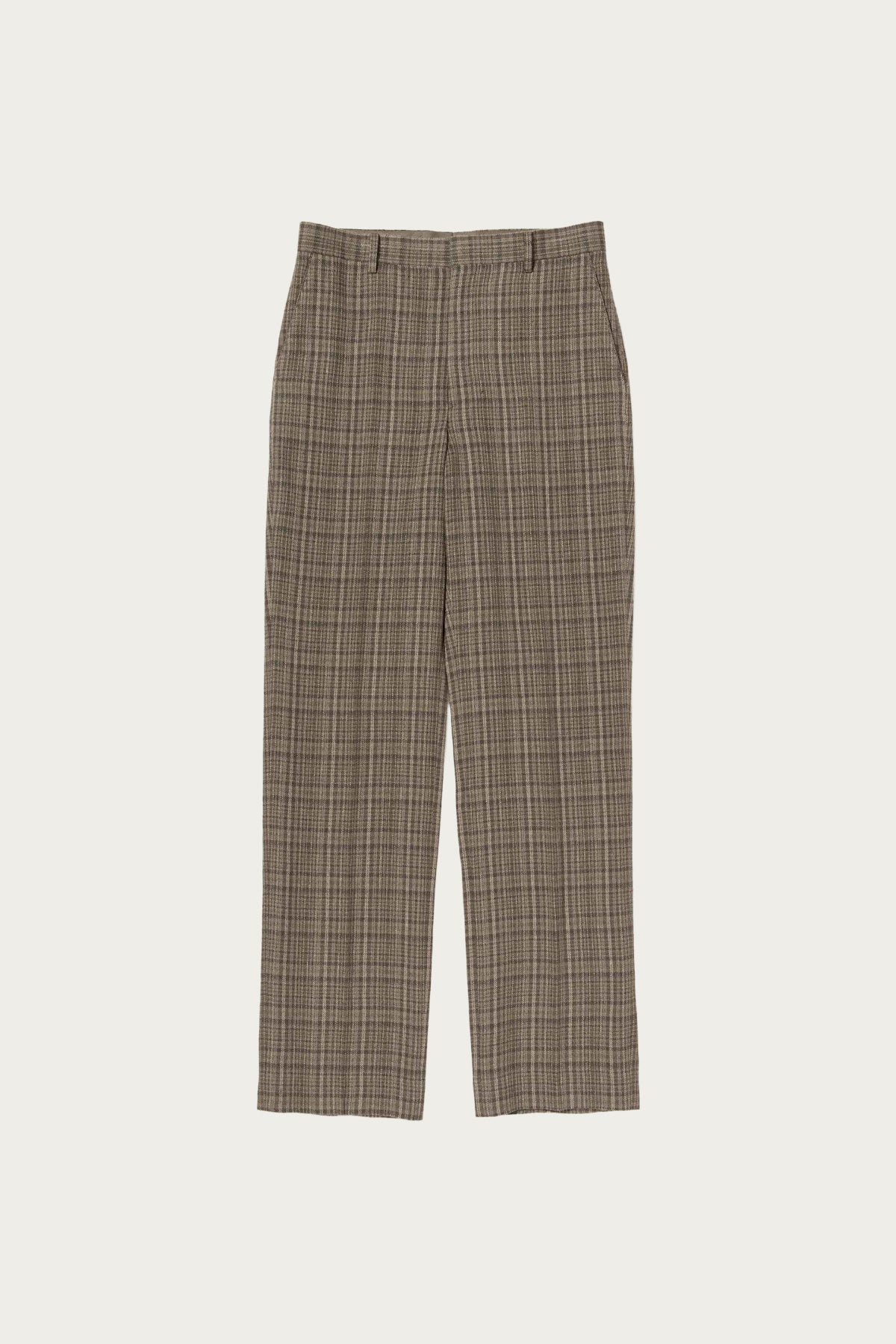 Auralee - Silk Linen Nep Check Slacks - Dark Brown Check - Canoe Club
