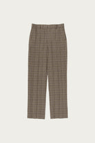 Auralee - Silk Linen Nep Check Slacks - Dark Brown Check - Canoe Club
