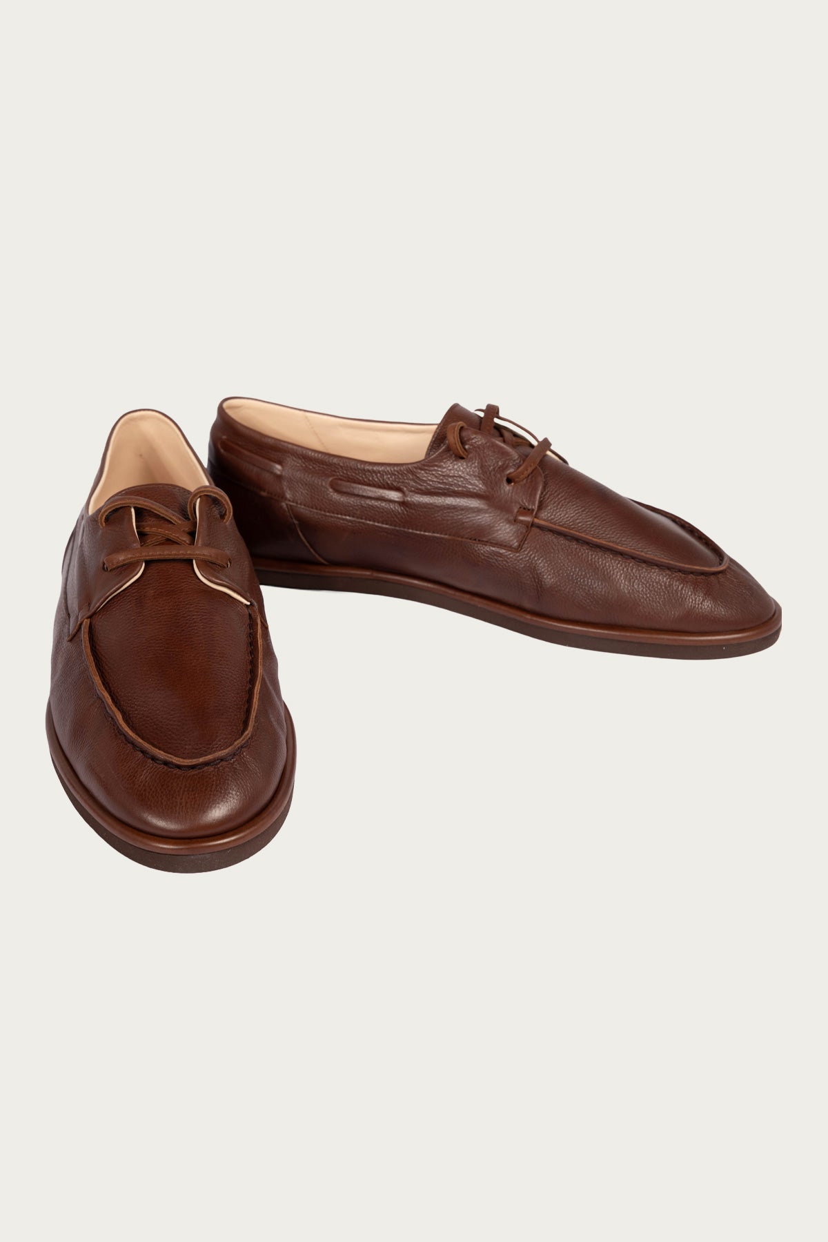 Auralee Soft Leather Deck Shoes | Brown | Canoe Club