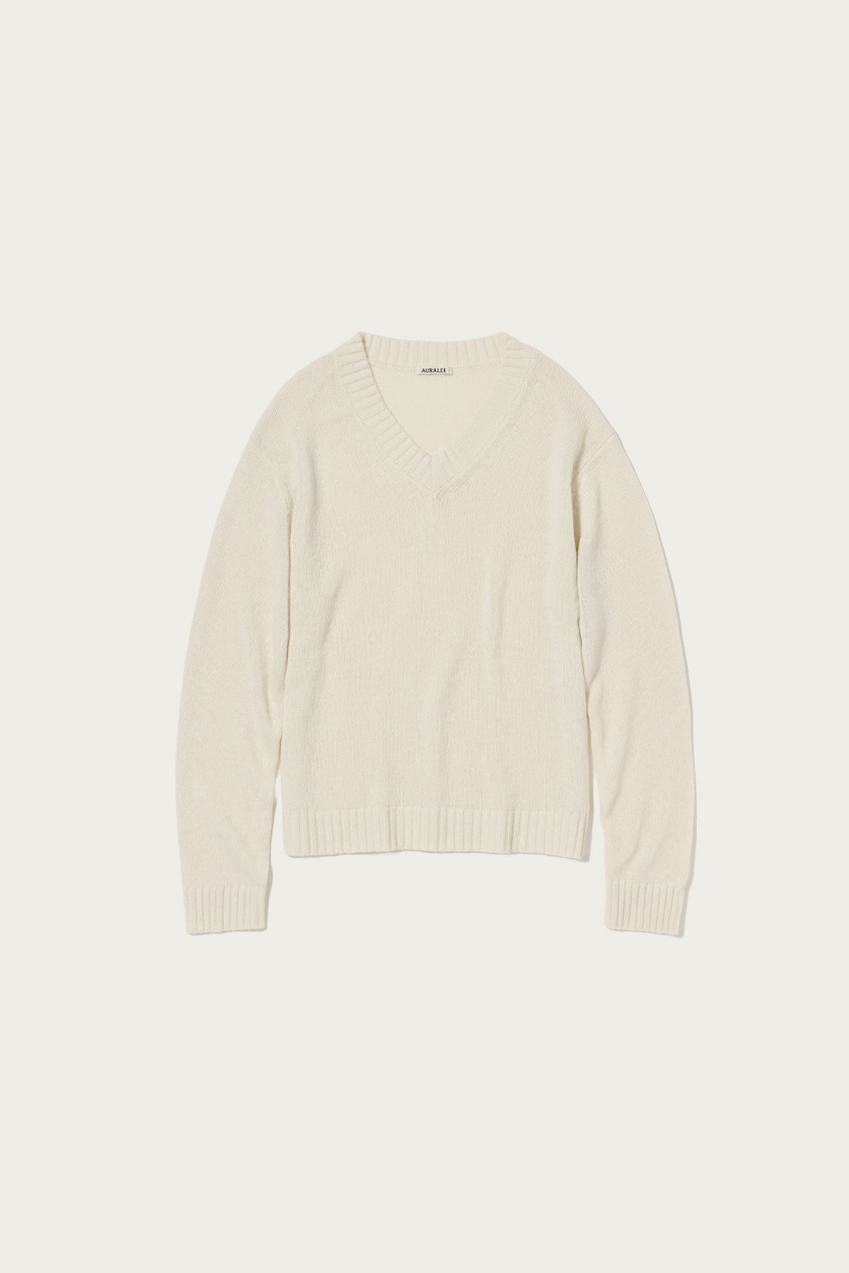 Auralee - Summer Cashmere Knit V-Neck P/O - Ivory White - Canoe Club