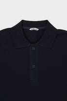 Auralee - Super Fine Cotton Pique Big Polo - Black - Canoe Club