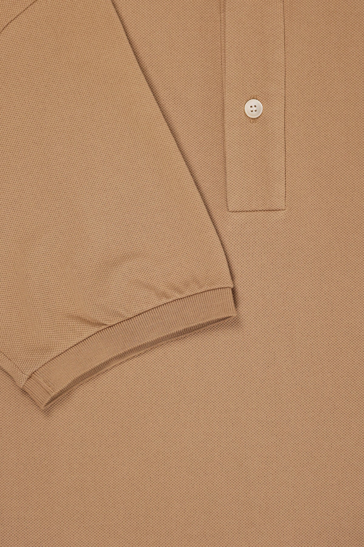 Auralee - Super Fine Cotton Pique Big Polo - Light Brown - Canoe Club