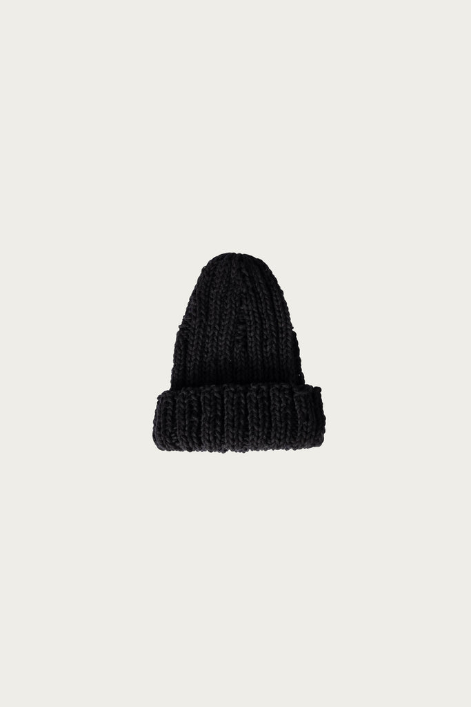 Auralee - Wool Cashmere Felted Hand Knit Cap - Black - Canoe Club