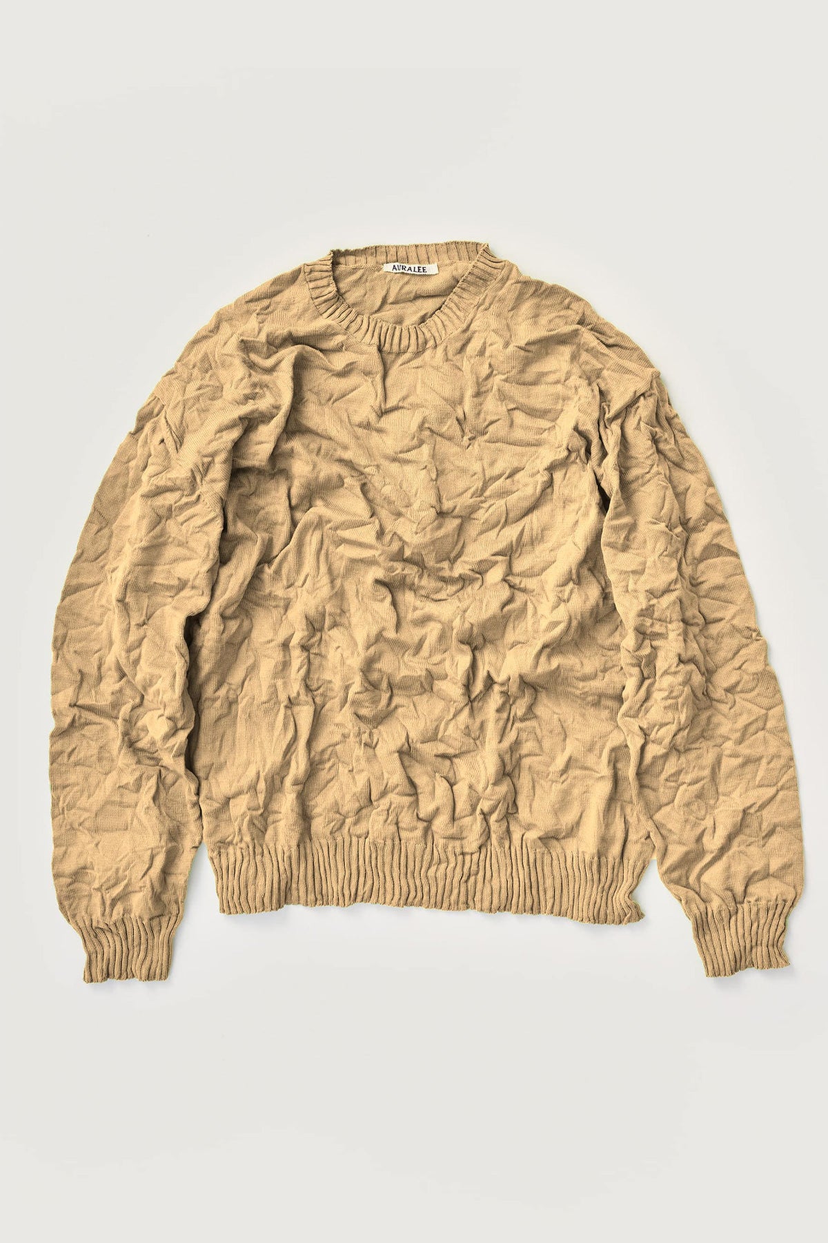 Auralee - Wrinkled Dry Cotton Knit P/O - Beige - Canoe Club